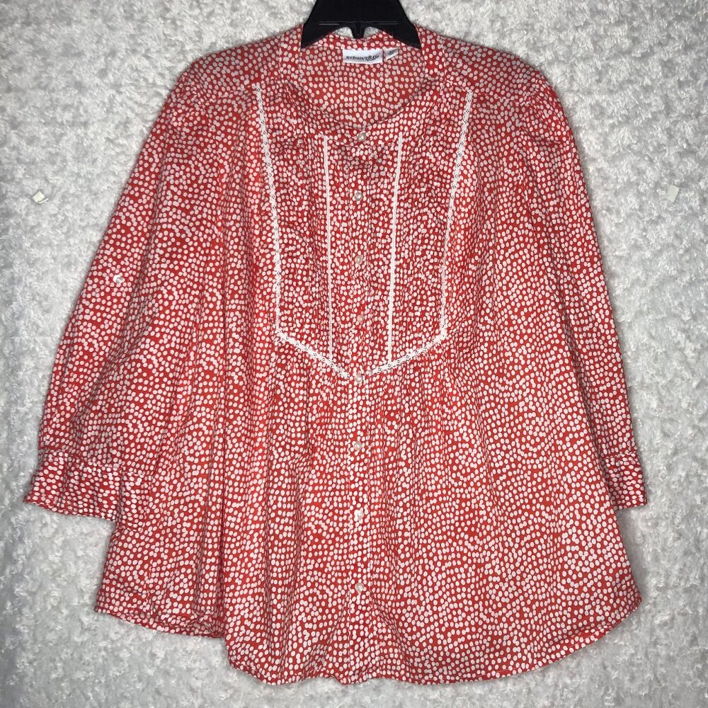 St. John's Bay Red Polka Dot Blouse Size 2X
